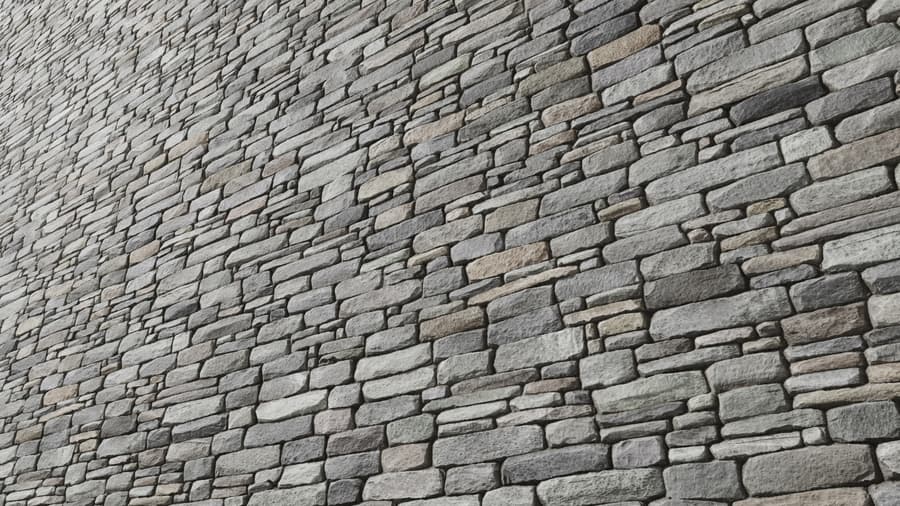 Thin Mosaic Old Stone Brick Wall Texture