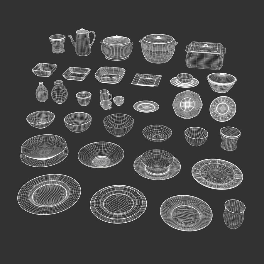 Ceramic Cookware & Dinner Set Models, White