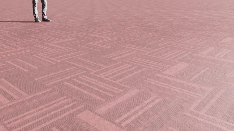 Varied Pinstripe Tiled Commercial Carpet Flooring Texture, Red