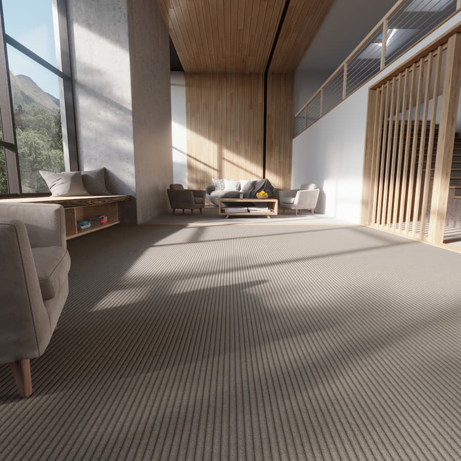 Ribbed Cut & Loop Pile Carpet Flooring Texture, Mocha Brown