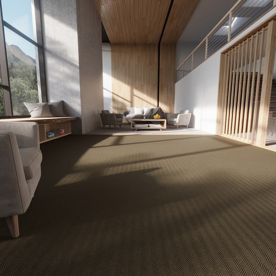 Muted Herringbone Loop Pile Carpet Flooring Texture, Olive Green