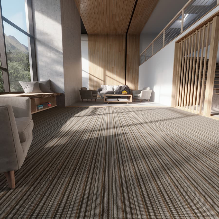 Stripes Loop Pile Carpet Flooring Texture, Green & Brown