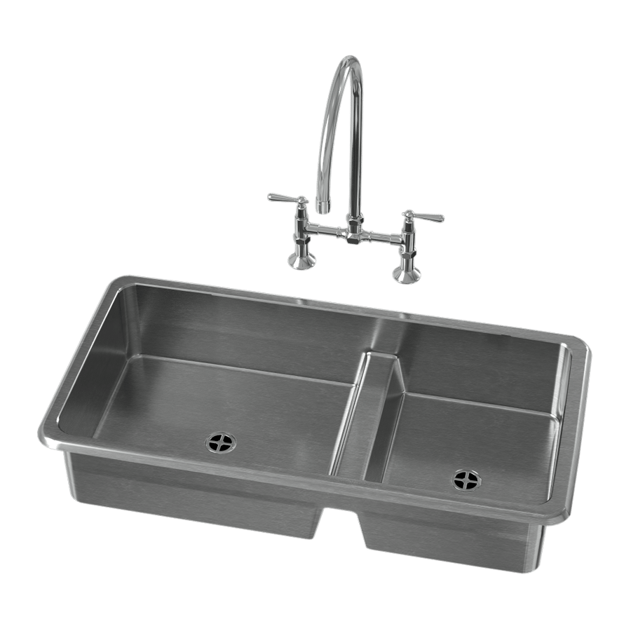 Raised Stainless Steel Double Bowl Kitchen Sink Model