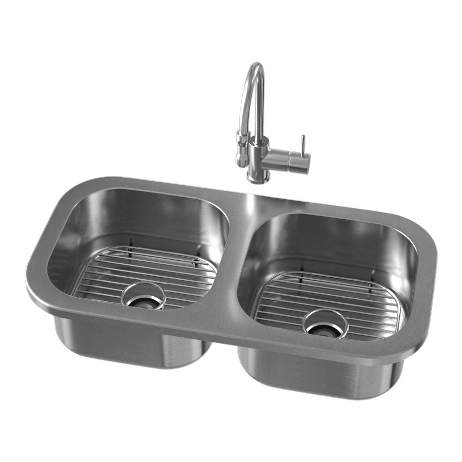 Small Raised Stainless Steel Double Bowl Kitchen Sink Model