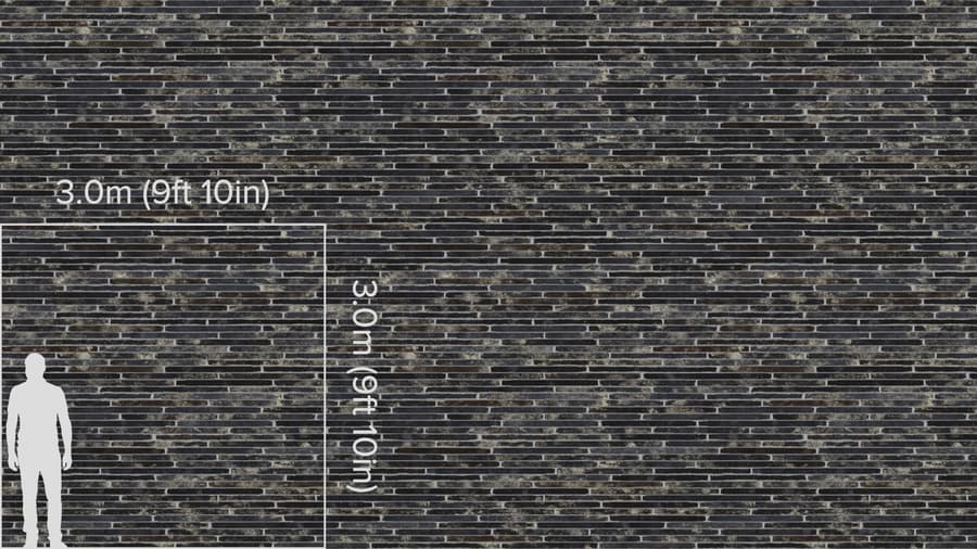 Extra Long Roman Standard Bond Brick Texture, Black