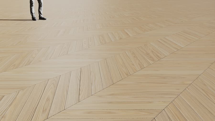 Chevron Pattern Ash Wood Flooring Texture, Super White