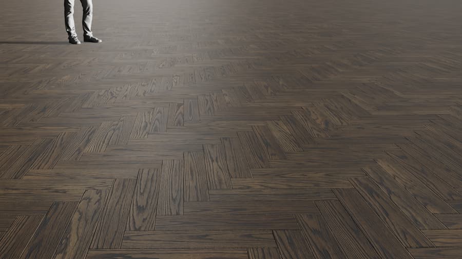 Dark Ebony Herringbone Pattern Ash Wood Flooring Texture