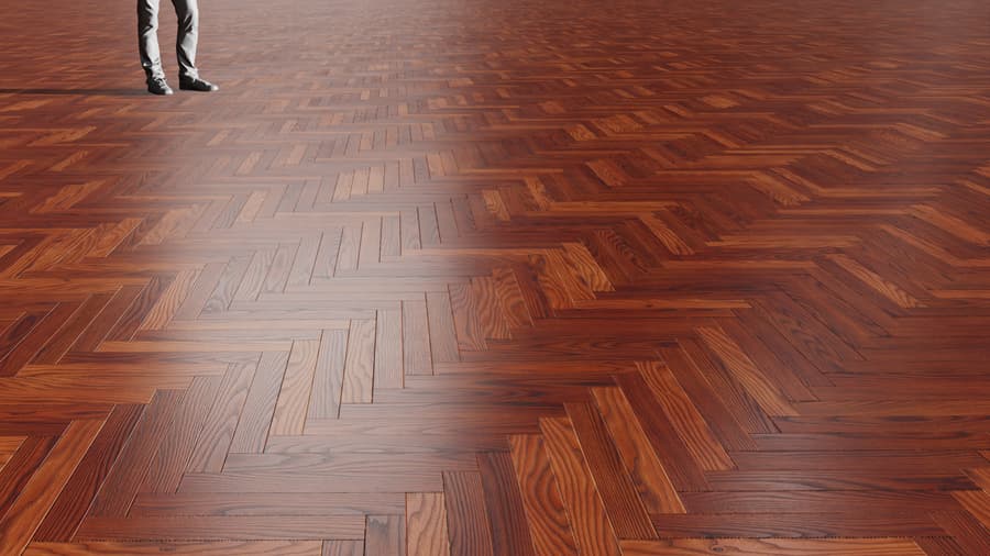 Deep Ginger Herringbone Pattern Ash Wood Flooring Texture