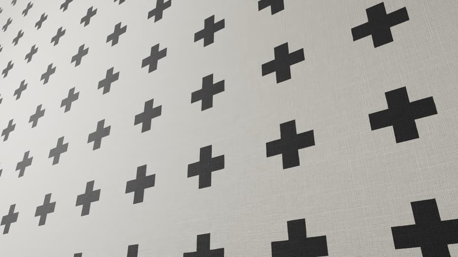 Cross Pattern Upholstery Fabric Texture, White & Black