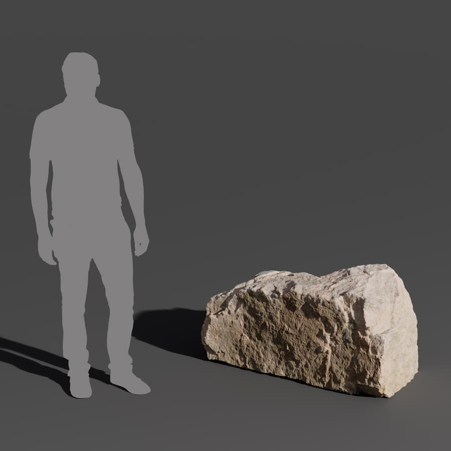 Pale Cubed Rippled Large Rock Boulder Model