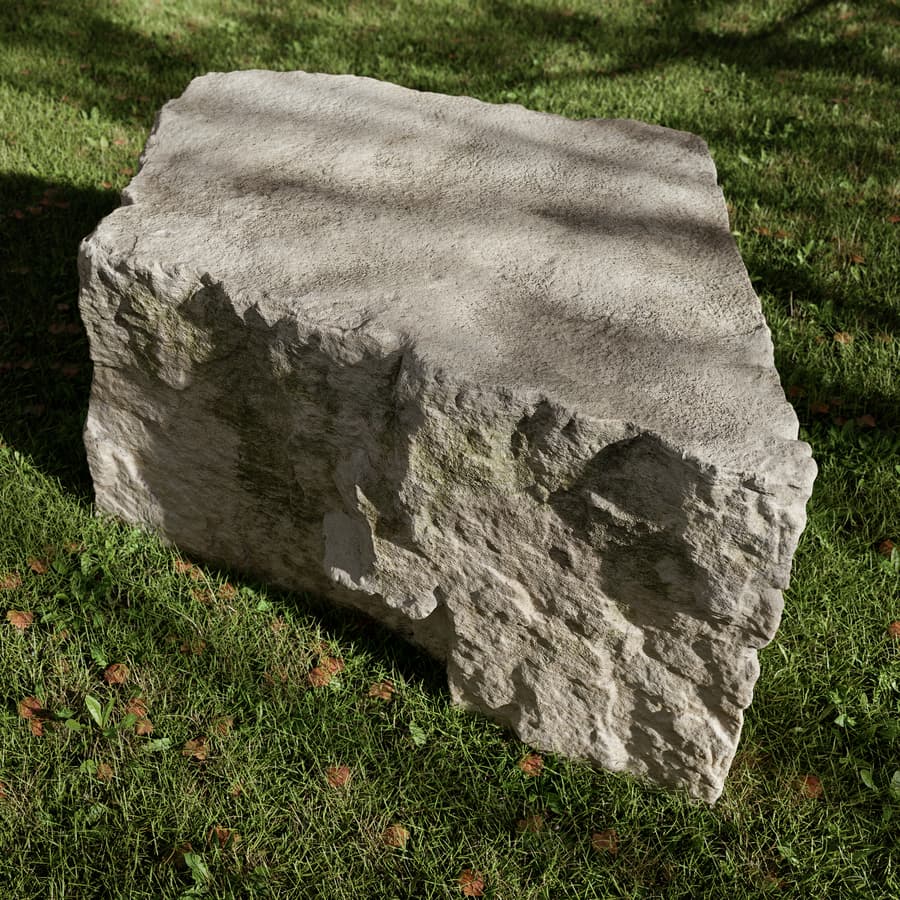 Pale Square Smooth Large Rock Boulder Model