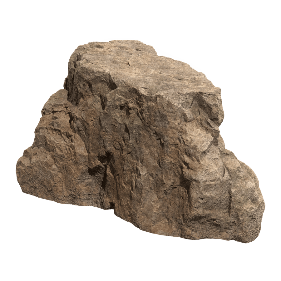 Warm Toned Plateau Mossy Smooth Large Rock Boulder Model