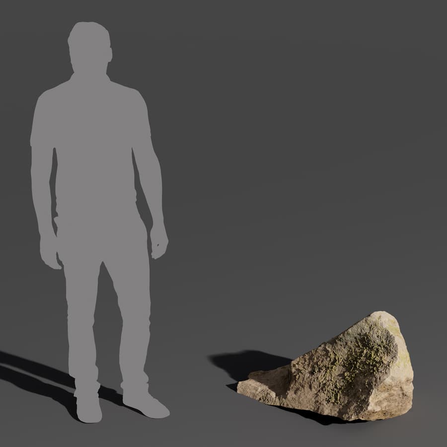 Warm Toned Mossy Smooth Large Rock Boulder Model