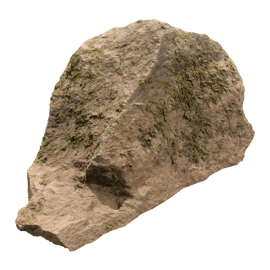 Warm Toned Mossy Smooth Large Rock Boulder Model