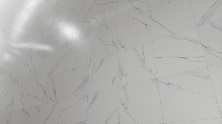 Honed Statuario Marble Tile Stacked Texture, White