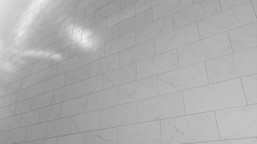 Honed Brick Bond Tiles Carrara Marble Texture, White