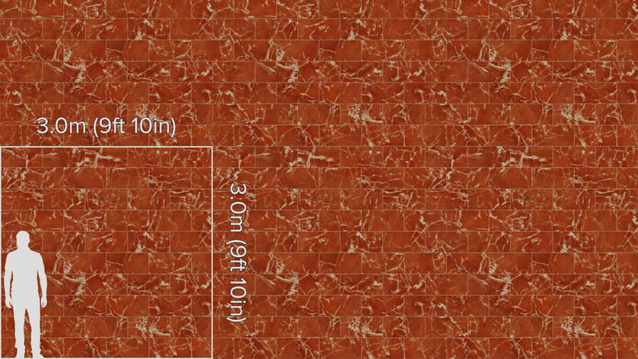 Honed Brick Bond Tiles Rojo Alicante Marble Texture, Red