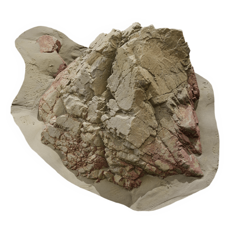 Medium Cracked Beach Rock Model