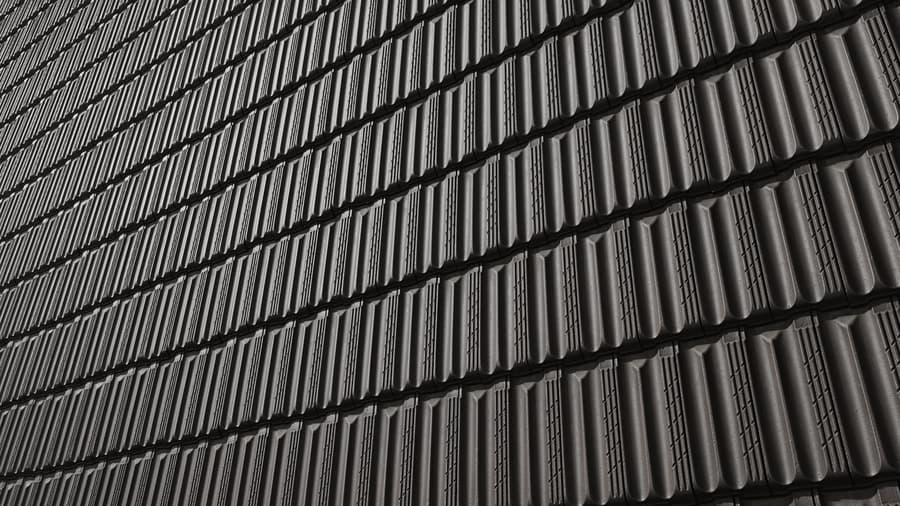 French Ceramic Roof Tiles Texture, Black