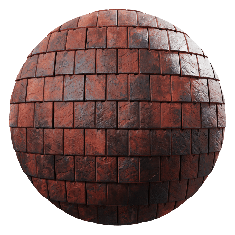 Clay Roof Tiles Texture, Bright Red & Grey