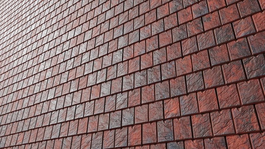 Clay Roof Tiles Texture, Bright Red & Grey