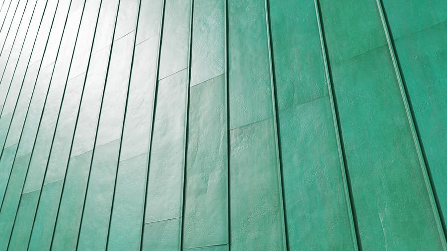 Vertical Copper Roof Tiles Texture, Green
