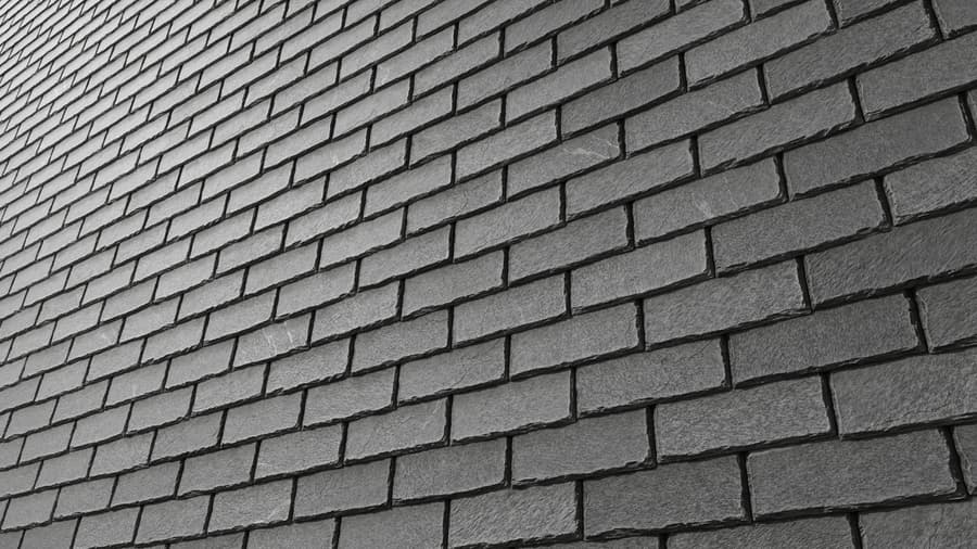 Slim Slate Roof Tiles Texture, Dark Grey