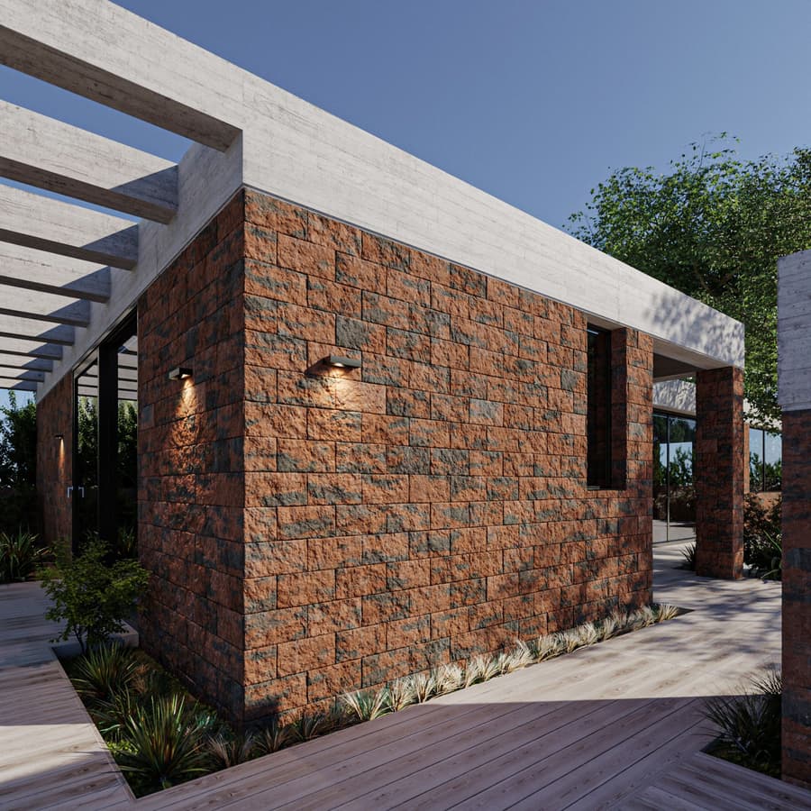 Concrete Blocks Split Red Grey 001
