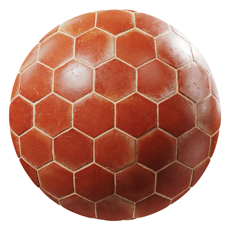 Tiles Terracotta Red Hexagon 001