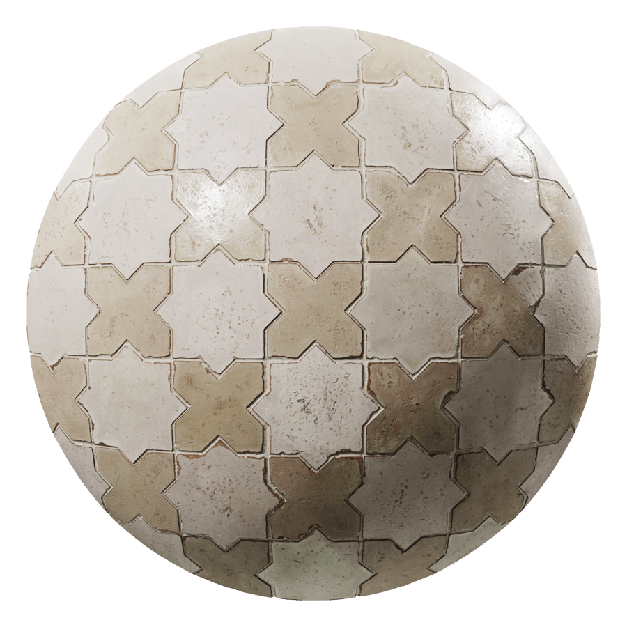 Tiles Terracotta White Star Cross 001