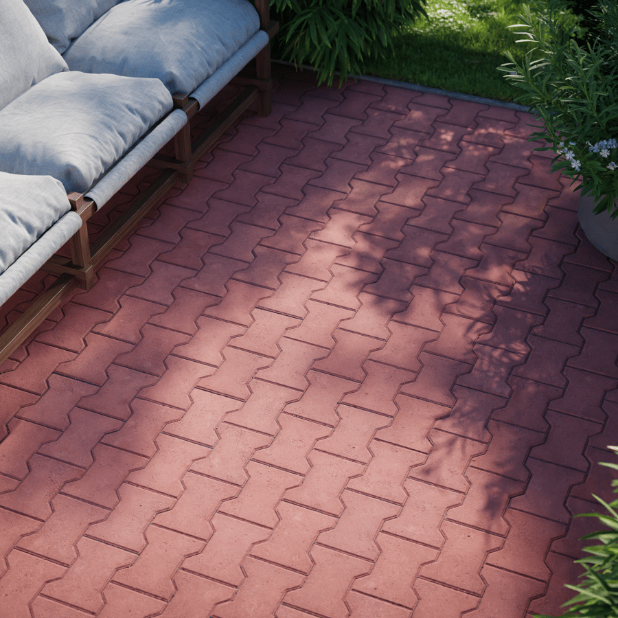 Dumbbell Concrete Paving Texture, Red