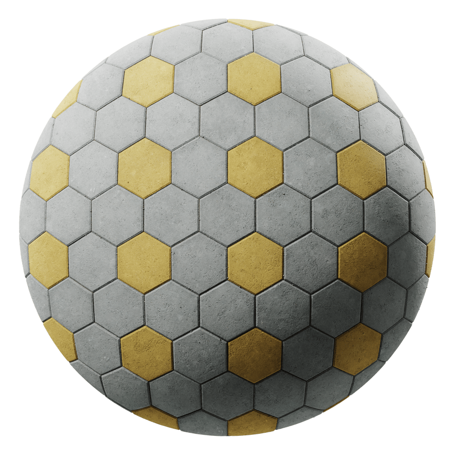 Hexagonal Concrete Paving Texture, Grey & Tan