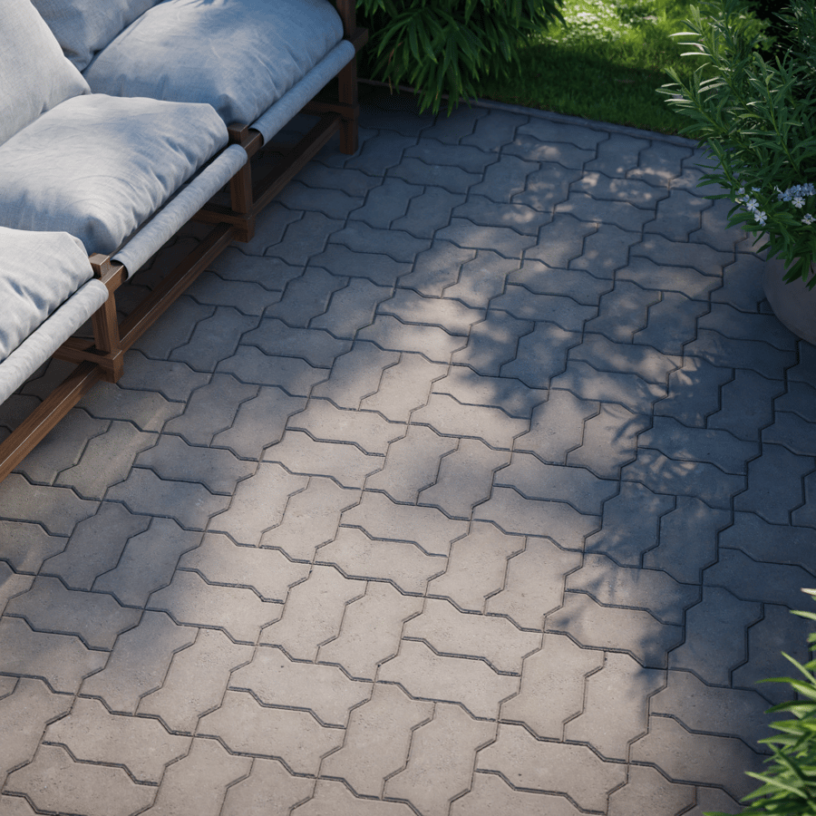 Zigzag Concrete Paving Texture, Basketweave Grey