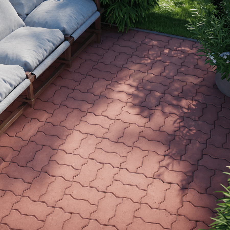 Zigzag Concrete Paving Texture, Basketweave Red