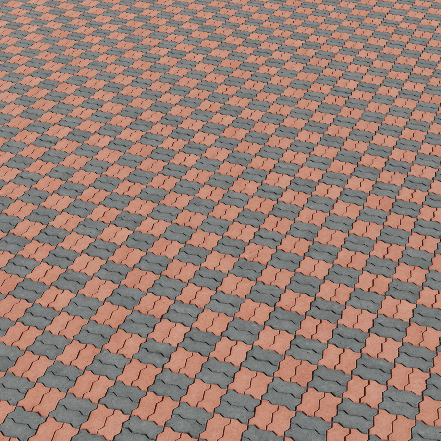 Zigzag Concrete Paving Texture, Basketweave Red & Black