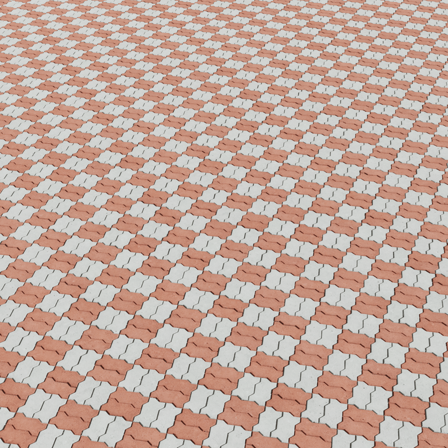 Zigzag Concrete Paving Texture, Basketweave Red & White
