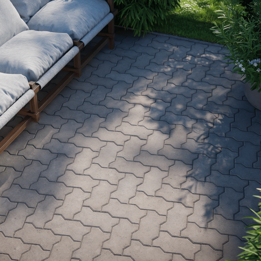 Zigzag Concrete Paving Texture, Herringbone Grey