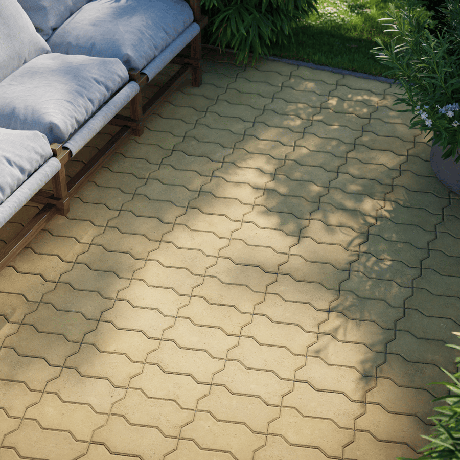 Zigzag Concrete Paving Texture, Stacked Tan