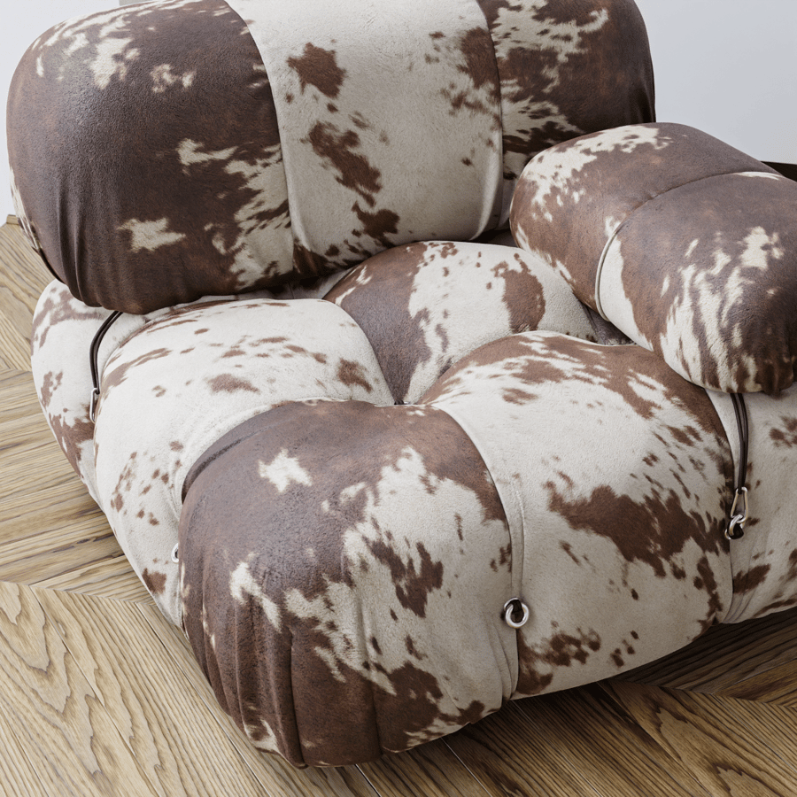 Cowhide Suede Texture, Brown & White