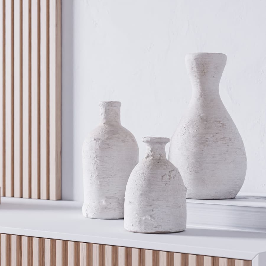 Rustic Ceramic Vase Model, White Bottle Shaped