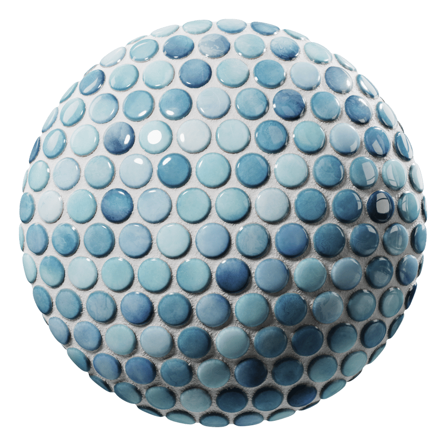 Penny Round Tile Texture, Blue Blend