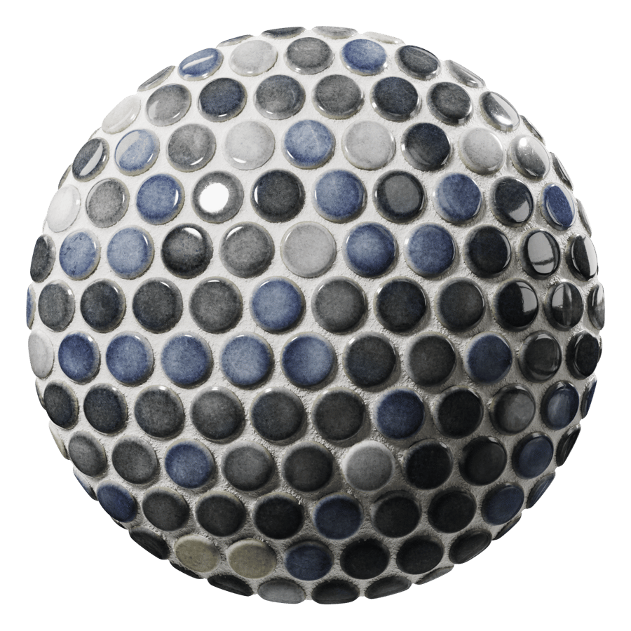 Penny Round Tile Texture, Midnight Blue Blend