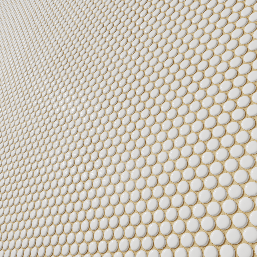 Penny Round Tile Texture, White & Yellow