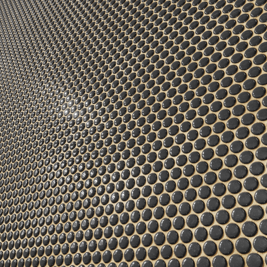 Penny Round Tile Texture, Black & Yellow Grout