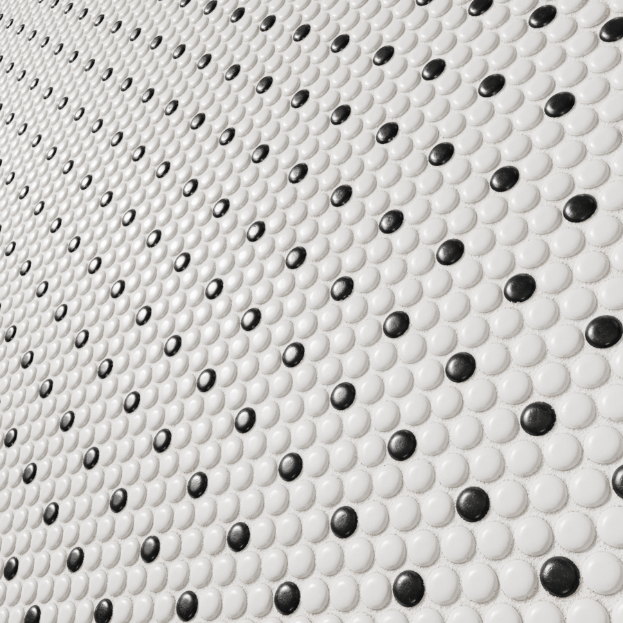 Penny Round Tile Texture, Black & White Polkadot