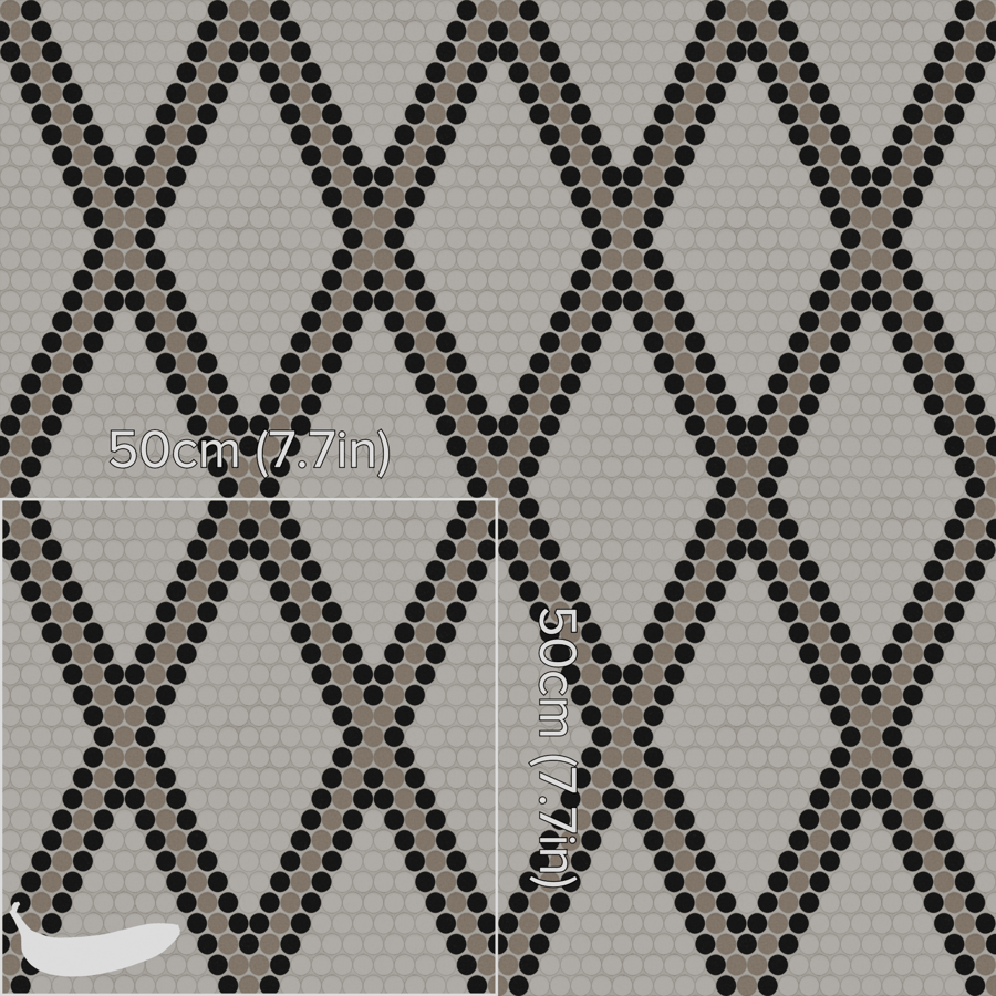Penny Round Tile Texture, Black & Grey Diamonds