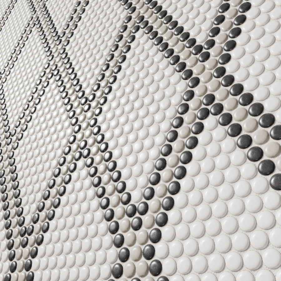 Penny Round Tile Texture, Black & Grey Diamonds