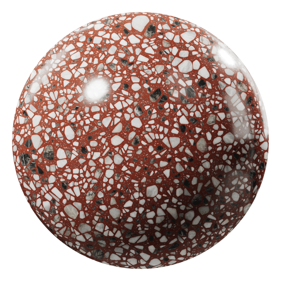 Terrazzo Texture, Red & Chunky White Slab