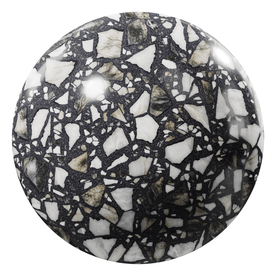 Terrazzo Texture, Charcoal & Chunky White Slab