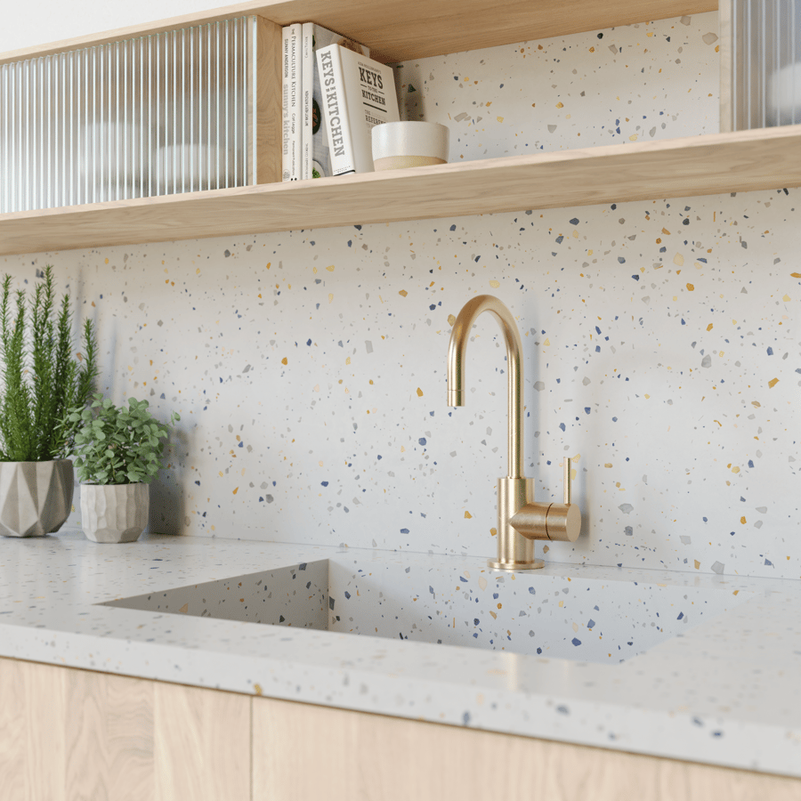 Terrazzo Texture, Speckled White & Rainbow
